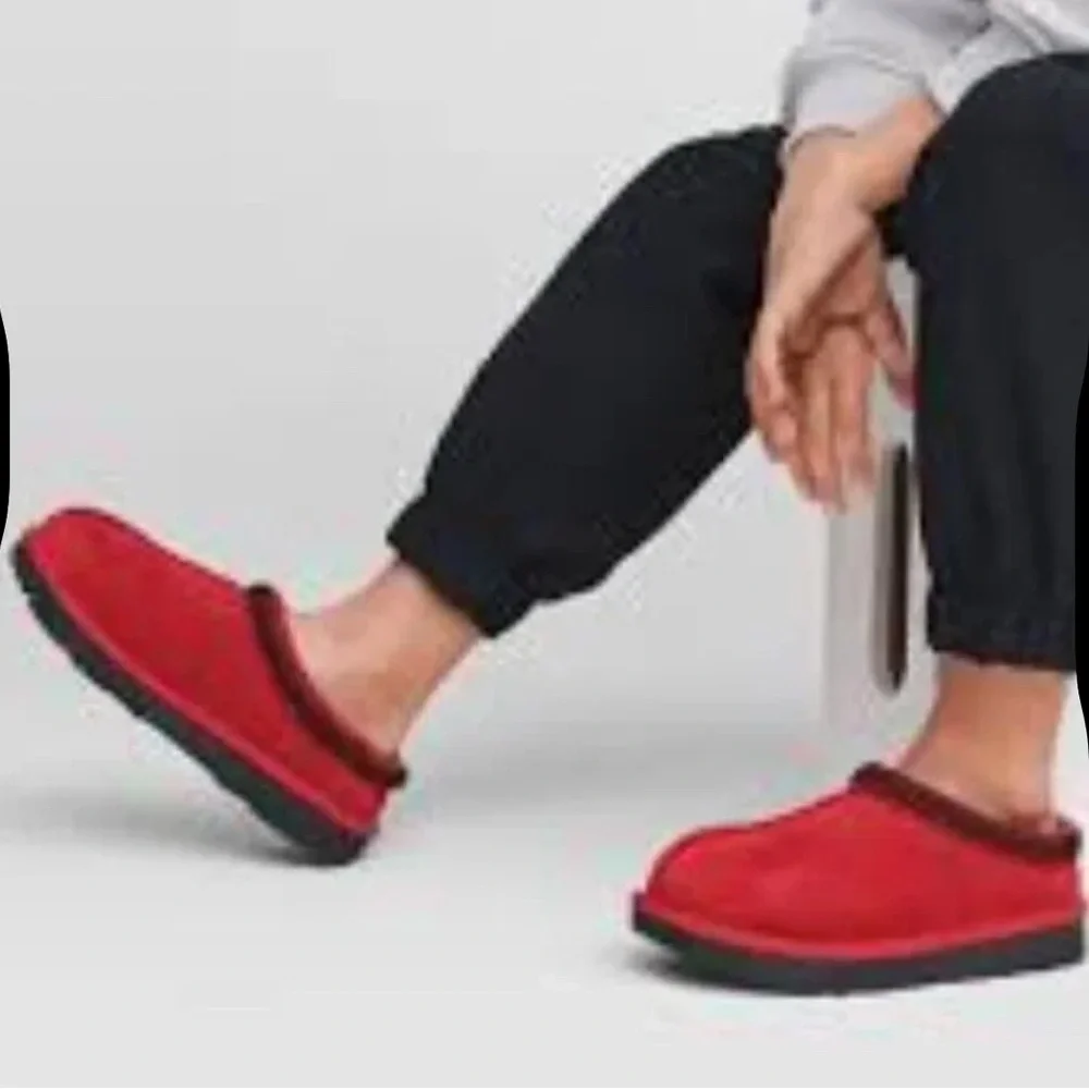 UGG Red Suede Slip-On Clog with Black Trim